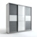 Schwebetürenschrank Weiß Grau 180 x 60 x 200 cm aus melaminharzbeschichteter Spanplatte mit 3 Schiebetüren