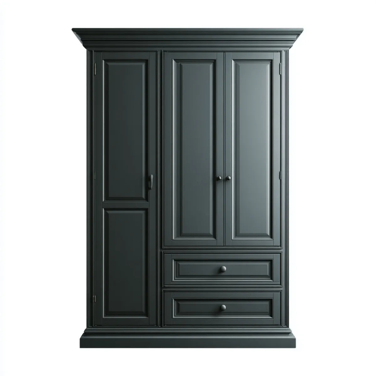 Drehtürenschrank Anthrazit 140 x 60 x 210 cm aus lackierten MDF-Platten rechteckig mit 3 Türen und 2 Schubladen