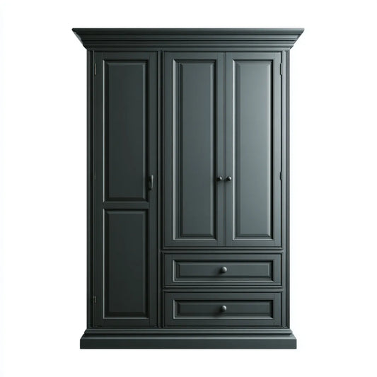 Drehtürenschrank Anthrazit 140 x 60 x 210 cm aus lackierten MDF-Platten rechteckig mit 3 Türen und 2 Schubladen