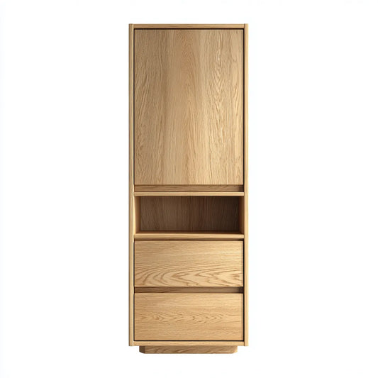 Kleiderschrank mit Tür und 2 Schubladen Eiche natur 50 x 40 x 180 cm MDF mit Eichenfurnier rechteckig