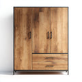 Kleiderschrank mit 3 Türen und 2 Schubladen Eichefarben Schwarz 120 x 50 x 200 cm Spanplatte Rechteckig