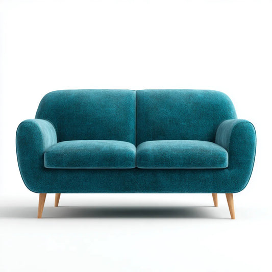 2-Sitzer Sofa Petrol 150 x 80 x 82 cm mit Polyester-Samtbezug und abgerundeter Form
