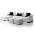 Ecksofa mit Recamiere und Hocker Weiß aus PU-Kunstleder L-Form 280 x 170 x 85 cm