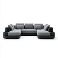 U-förmiges Ecksofa Grau Schwarz 350 x 180 x 85 cm aus Polyestergewebe und PU-Kunstleder