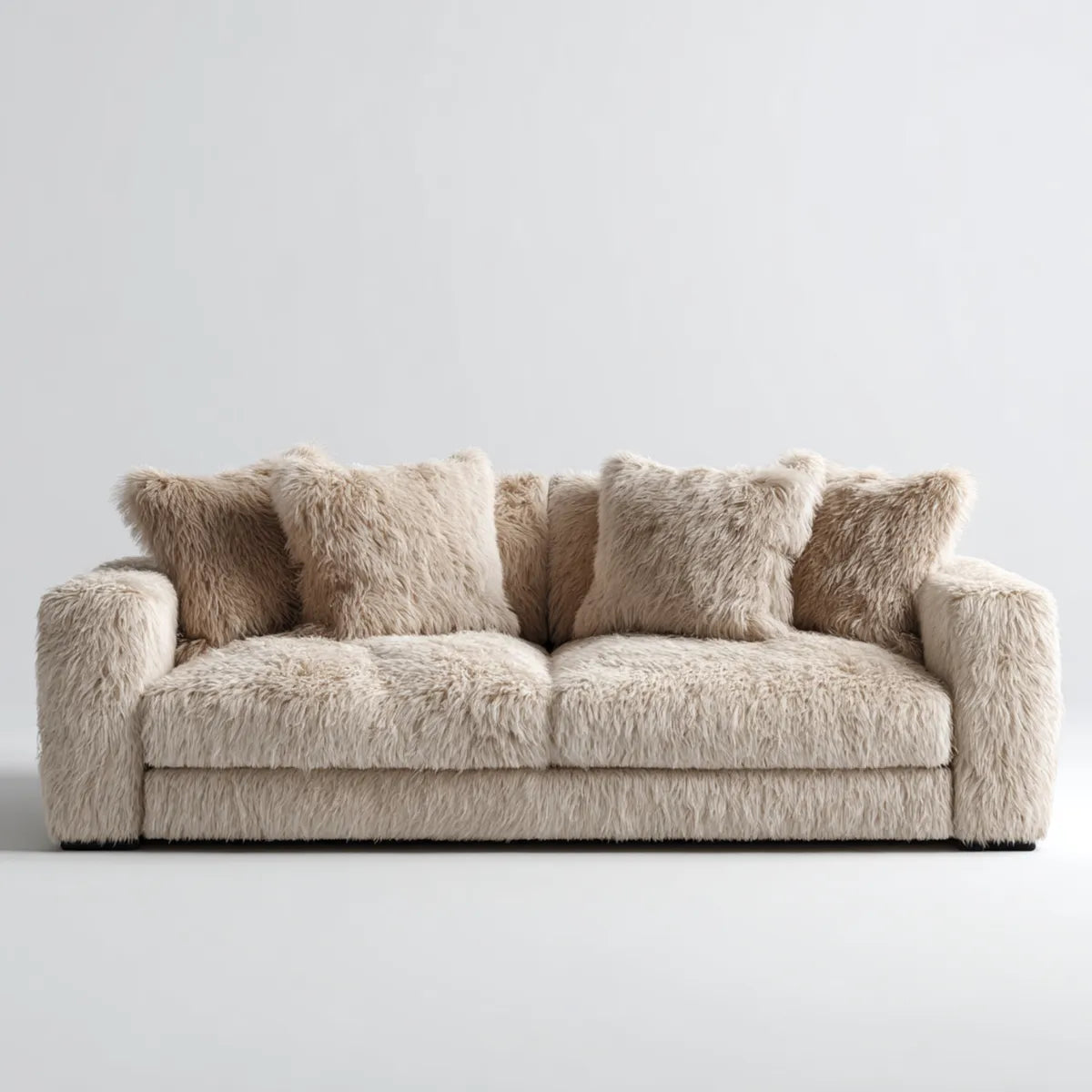 2-Sitzer Sofa Beige 180 x 90 x 82 cm mit Polyester-Kunstfellbezug Rechteckig