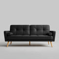 3-Sitzer Sofa Schwarz 180 x 80 x 83 cm mit PU-Kunstlederbezug und Massivholzfüßen