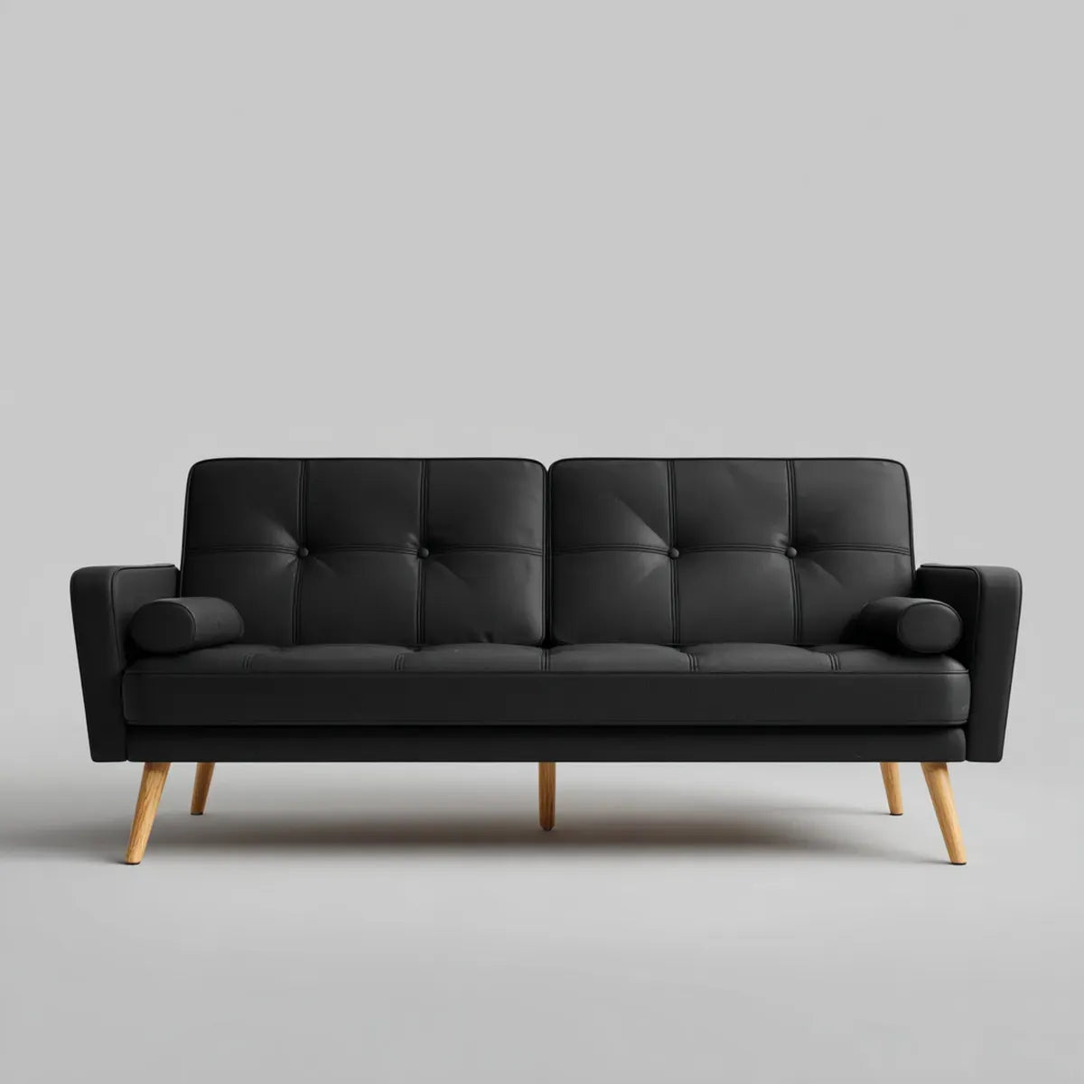 3-Sitzer Sofa Schwarz 180 x 80 x 83 cm mit PU-Kunstlederbezug und Massivholzfüßen