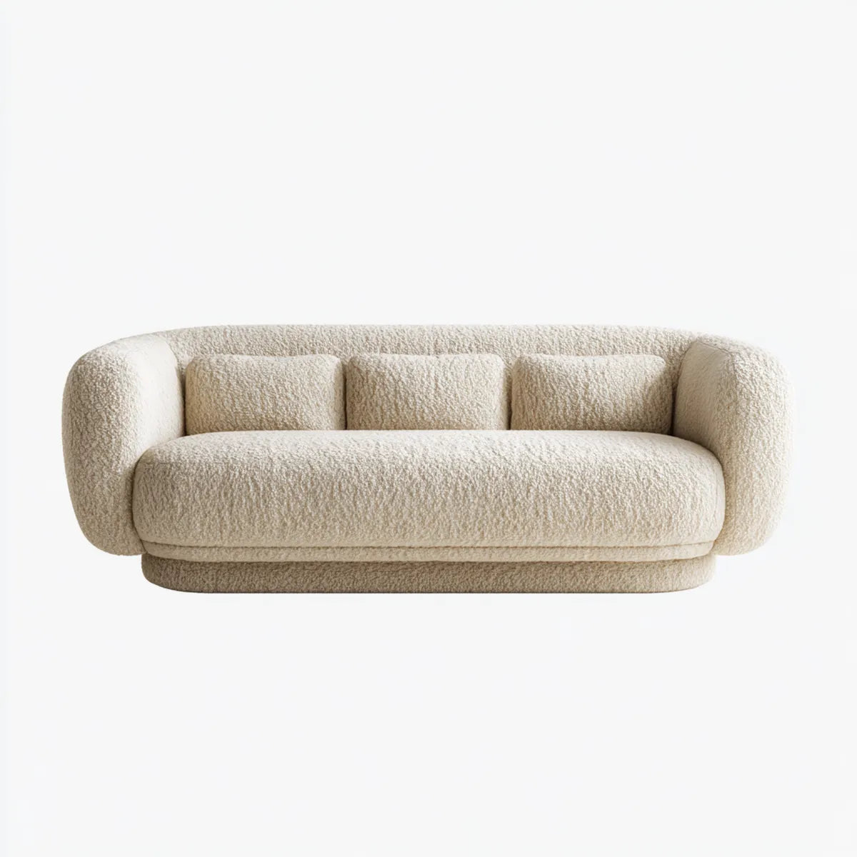3-Sitzer Sofa Creme 220 x 95 x 75 cm Bouclé-Polyester abgerundete Form