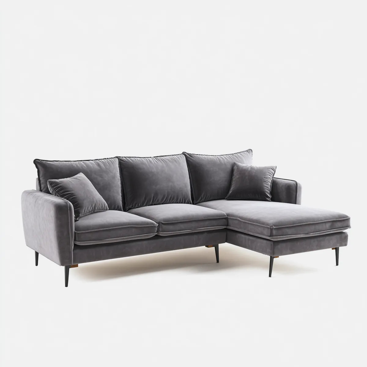 Ecksofa Dunkelgrau 250 x 160 x 85 cm Polyestersamt L-Form