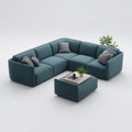 Ecksofa mit Hocker Petrol 300 x 240 x 78 cm Polyester Eckform