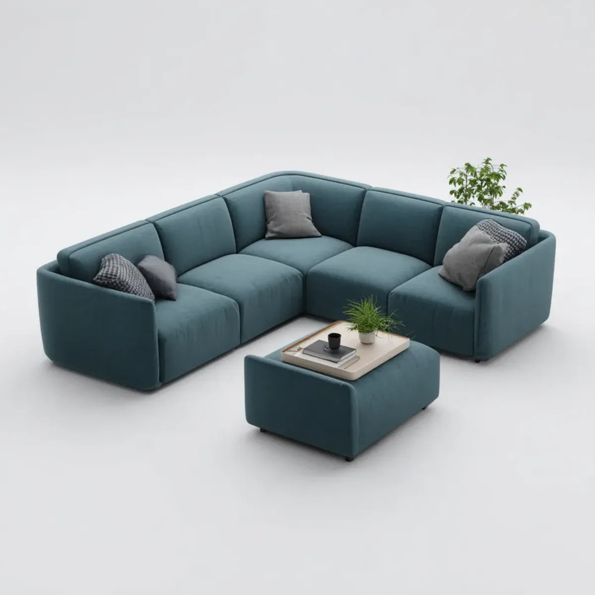 Ecksofa mit Hocker Petrol 300 x 240 x 78 cm Polyester Eckform