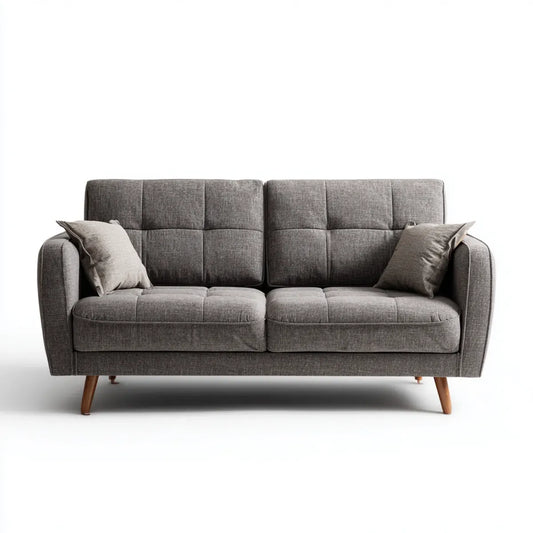 2-Sitzer Sofa Grau 170 x 85 x 88 cm mit Polyesterbezug und Massivholzfüßen