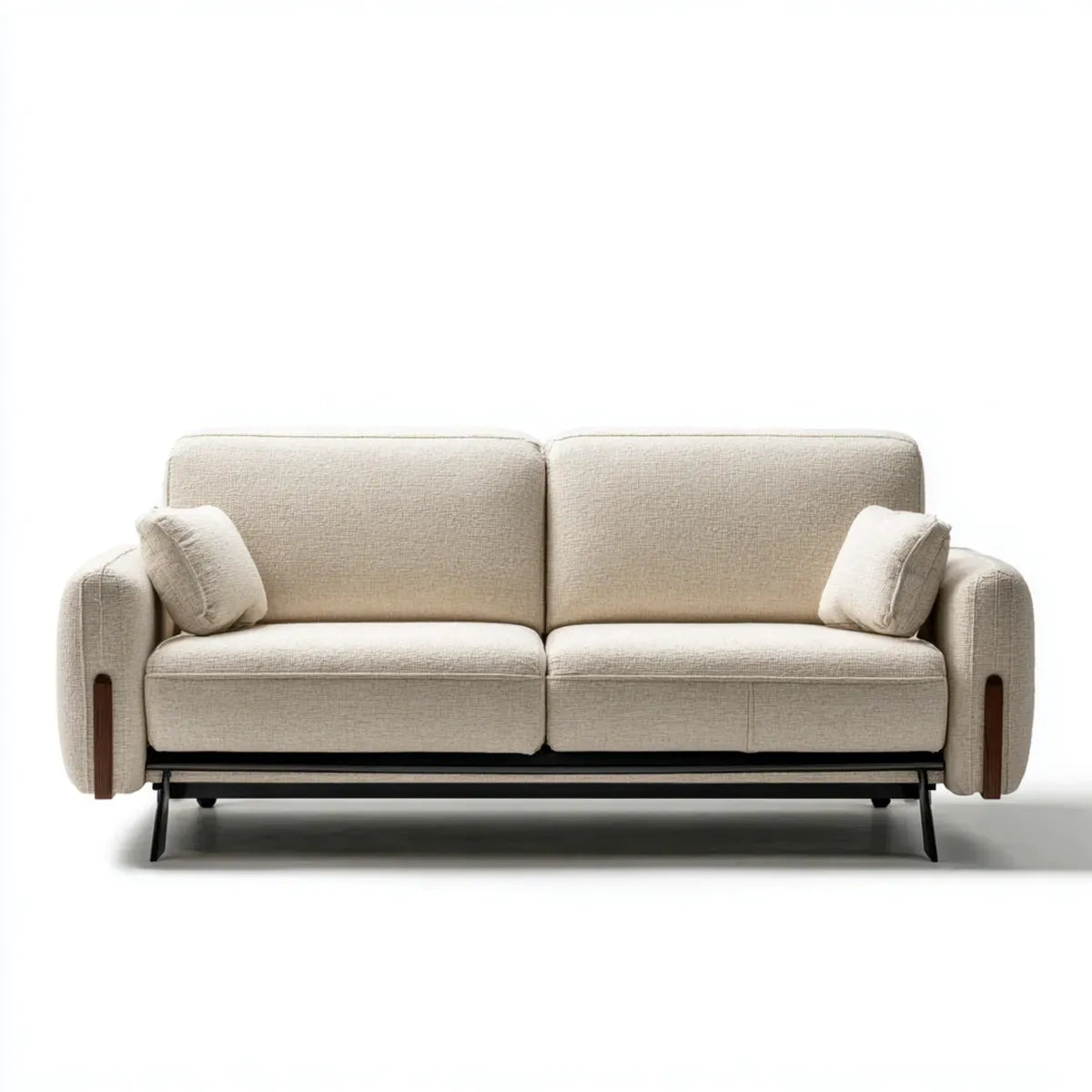 2-Sitzer Sofa Beige 180 x 88 x 82 cm mit Polyesterbezug Stahlfüßen und gerader Form