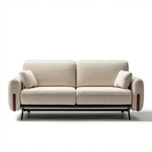 2-Sitzer Sofa Beige 180 x 88 x 82 cm mit Polyesterbezug Stahlfüßen und gerader Form
