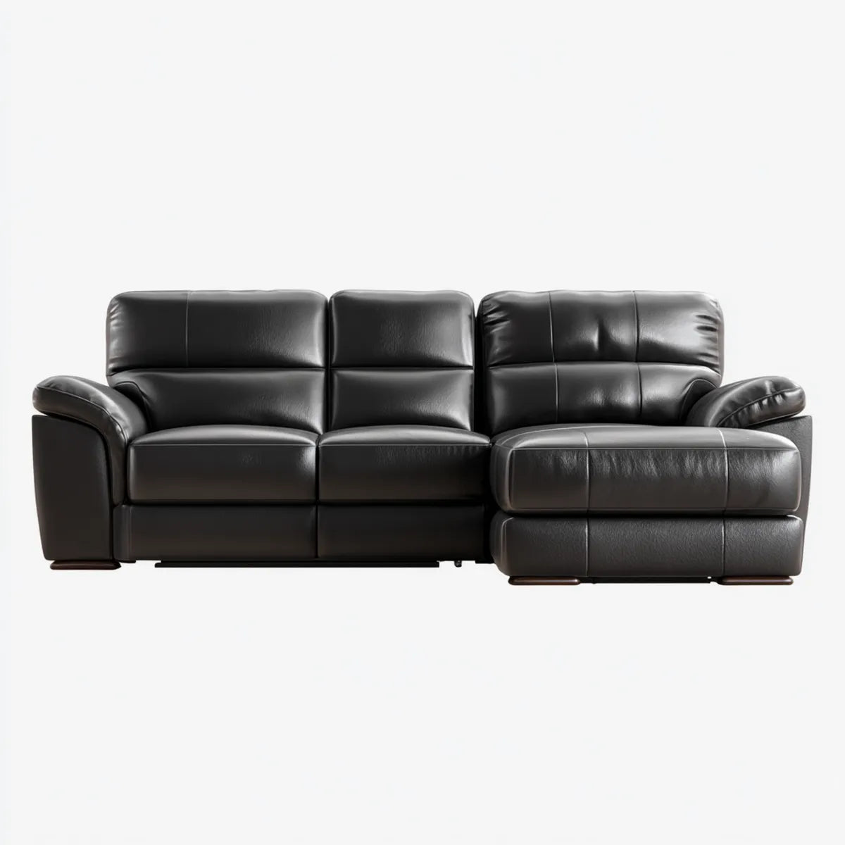 Ecksofa Schwarz 3-Sitzer mit Recamiere aus PU-Kunstleder L-Form 280 x 160 x 92 cm