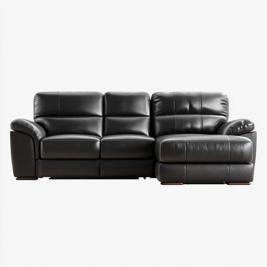 Ecksofa Schwarz 3-Sitzer mit Recamiere aus PU-Kunstleder L-Form 280 x 160 x 92 cm