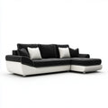 Ecksofa mit Recamiere Schwarz Weiß aus PU-Kunstleder L-Form 260 x 165 x 88 cm