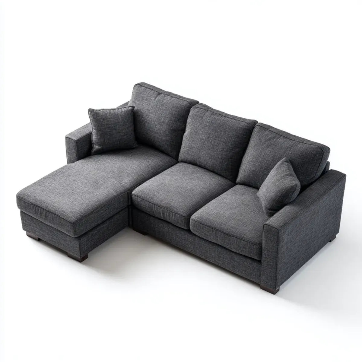 Ecksofa mit Recamiere Anthrazit 230 x 150 x 85 cm Polyester L-Form