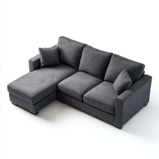 Ecksofa mit Recamiere Anthrazit 230 x 150 x 85 cm Polyester L-Form