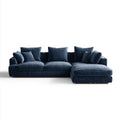 Ecksofa mit Recamiere rechts Dunkelblau 290 x 170 cm Polyester-Samt